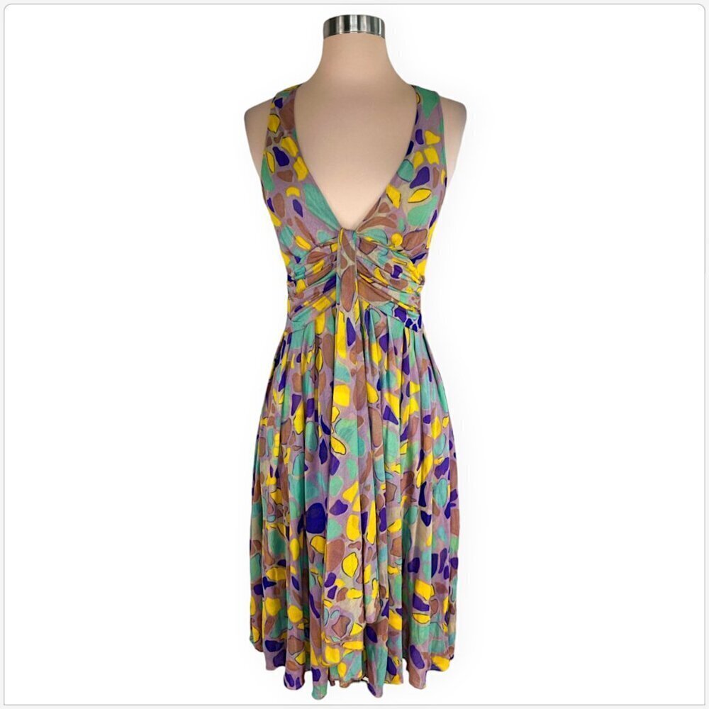 Diane Von Furstenberg DVF Aizel Colorful Silk Mesh Print Sleeveless Dress 6 - Picture 2 of 5